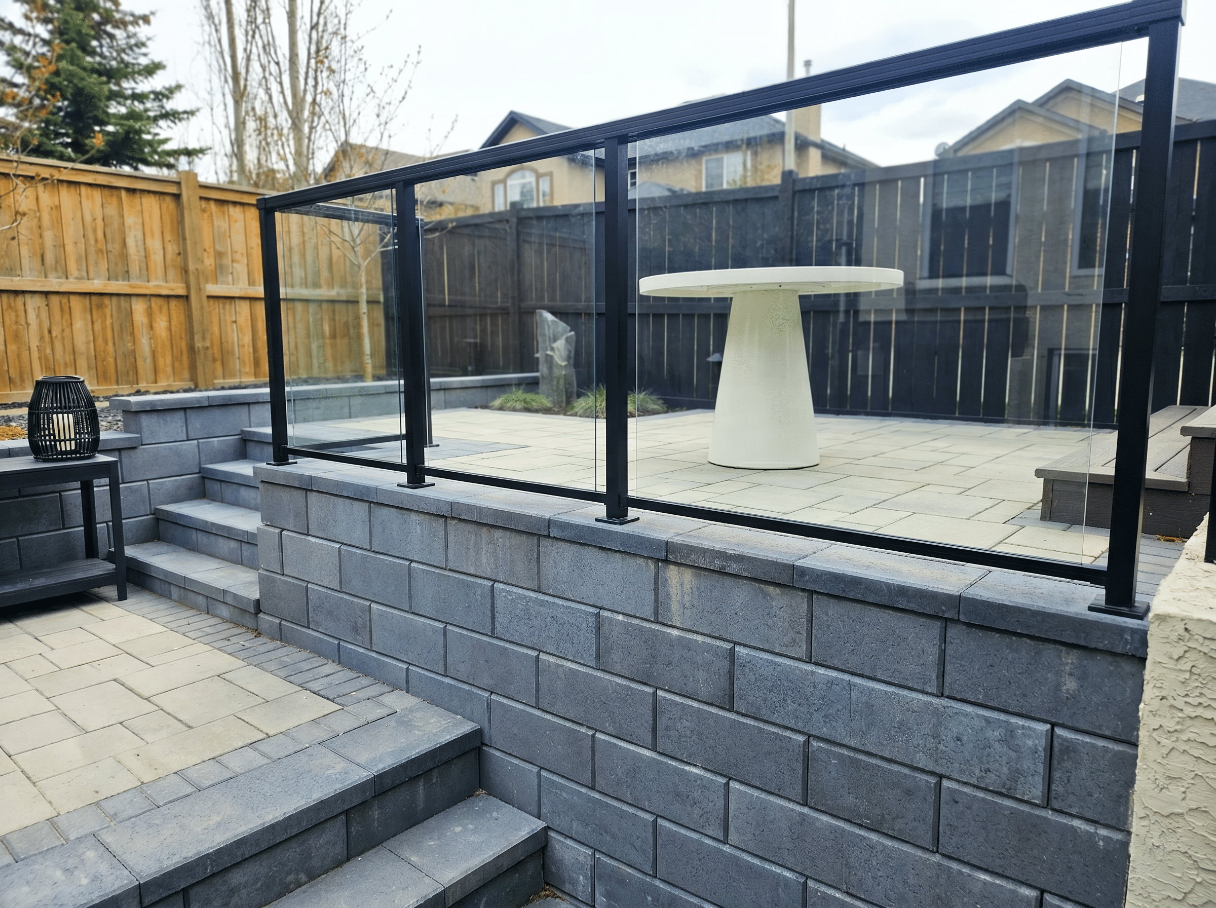 Retaining walls separating zones