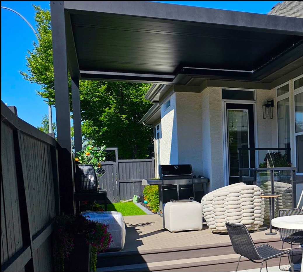 Wide-angle view of all three backyard levels