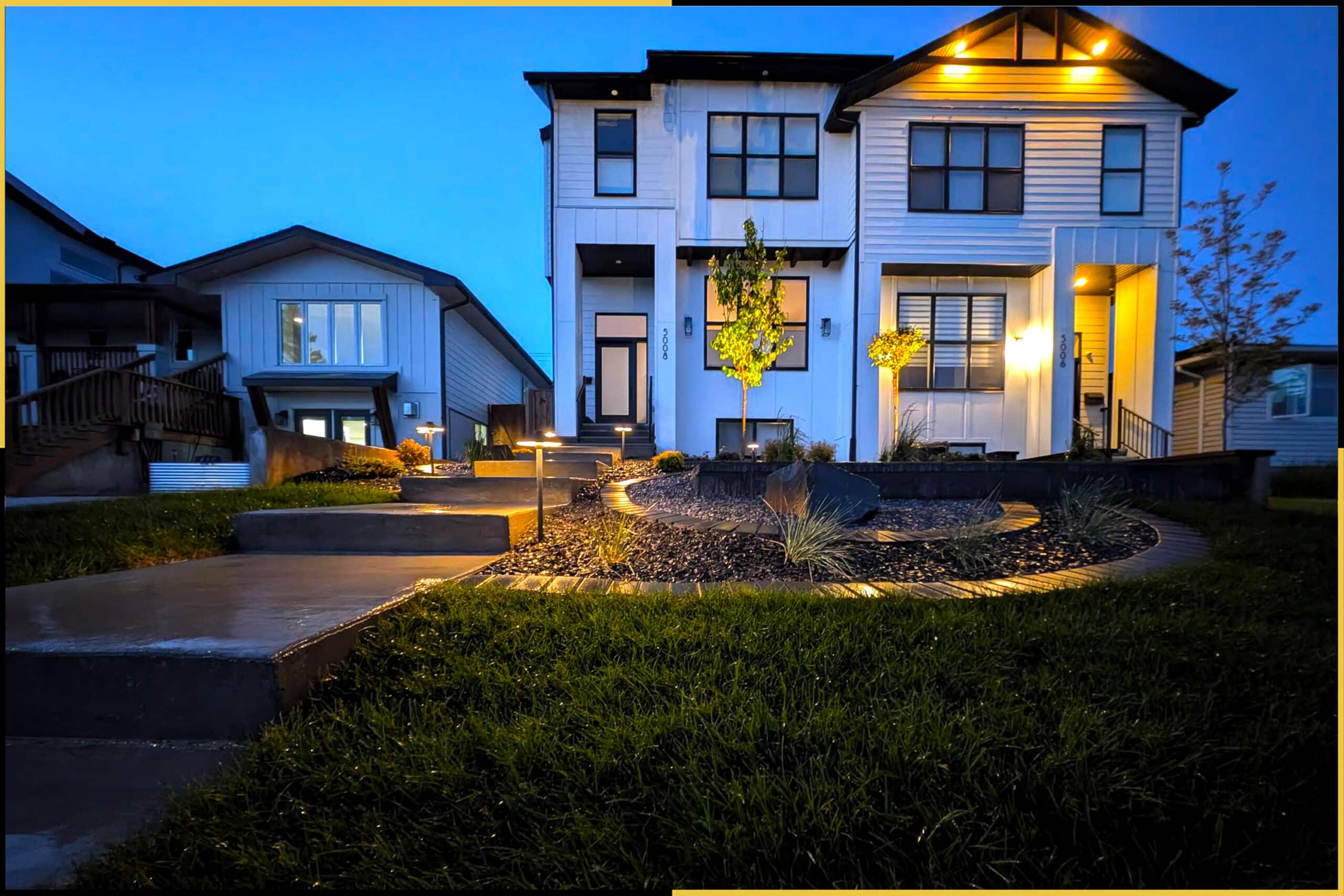 Montgomery — after, landscape lighting at dusk