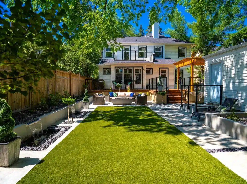 Custom landscape design in Downtown, Calgary – artificial grass